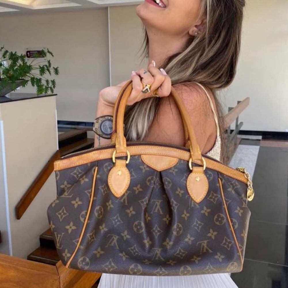 Louis Vuitton Brown and Tan Shoulder Bag
